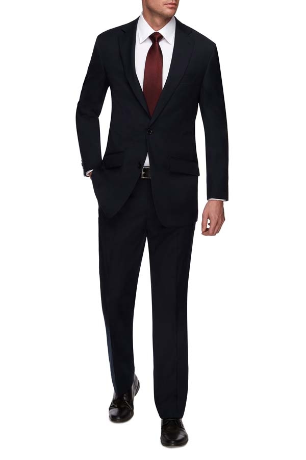 Navy Pattern Pure Wool Trouser Suit | Roman Daniels Suit Club