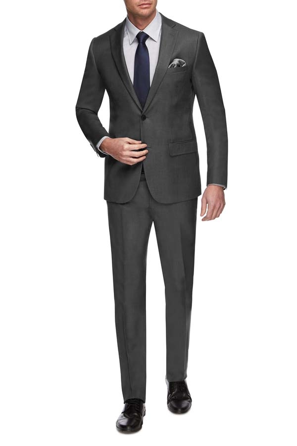 Tailored Fit. Mid Grey Pure Wool Suit