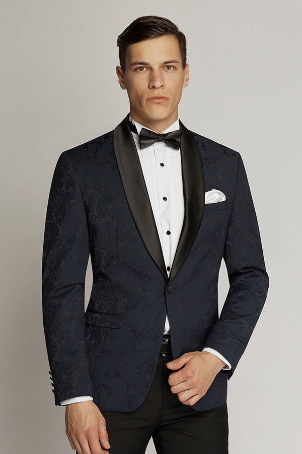 Mens Dinner Suit, Black Shawl Lapel Navy Paisley | lupon.gov.ph