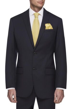 Tailored Fit Navy Herringbone Pure Wool Suit