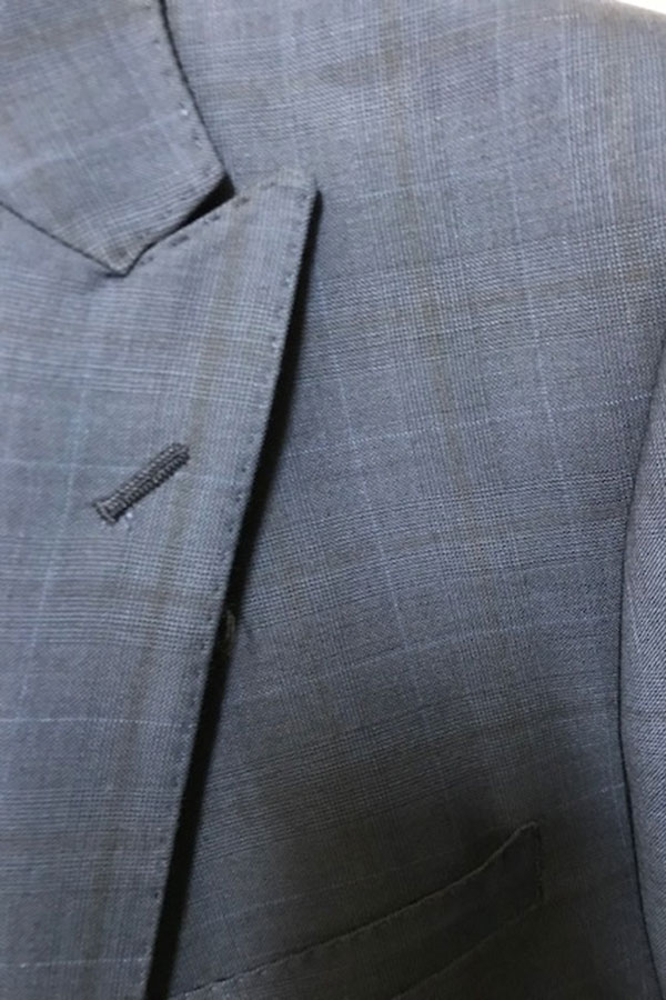Slim Fit Black Textured Pure Wool Suit | Roman Daniels Suit Club