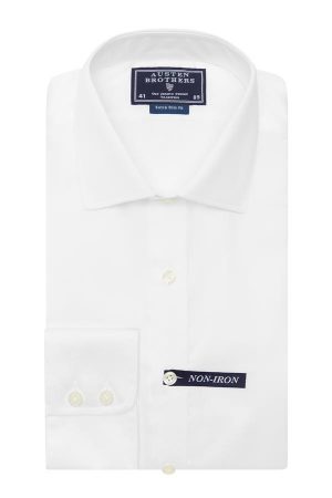 Fine White Twill IRON FREE, Extra Slim Fit, Button Cuff Shirt