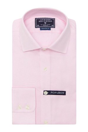 Pink Dobby Weave IRON FREE, Slim Fit, Button Cuff Shirt
