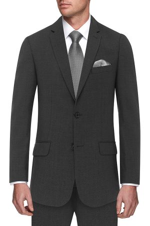 Super 130 Italian 1 trouser Merino Wool Suit - Charcoal Birdseye