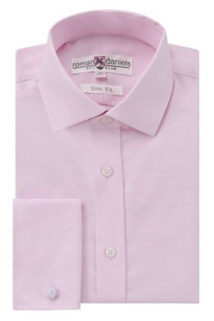 Pure Cotton, Double Cuff, Slim Fit - Pink Texture