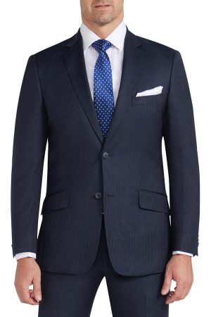 1 Trouser Pure Wool Suit - Navy Pinstripe