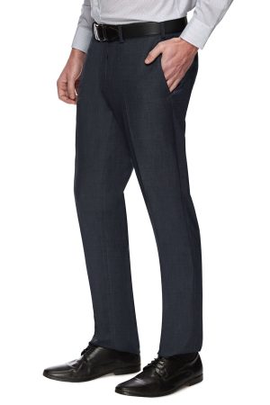 Mens Charcoal Weave Pure Wool Trousers