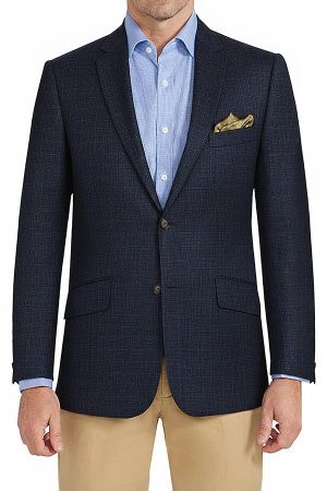 Pure Wool Navy Check Weave Jacket