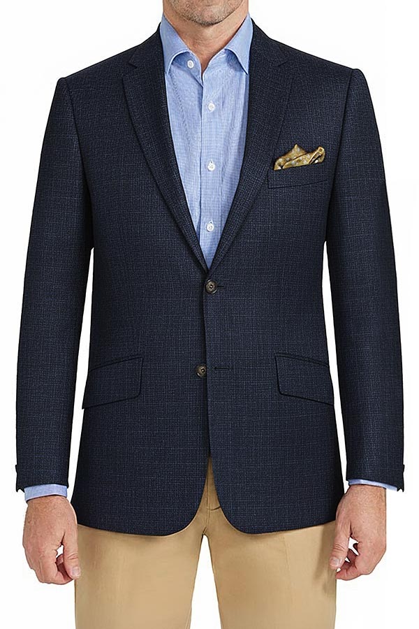 Pure Wool Navy Check Weave Jacket